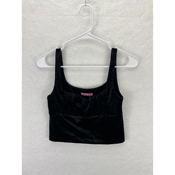 Verge Girl Women's Black Tank Top‎ Size Small NWT Stretch Suede Polyester - Picture 1 of 6